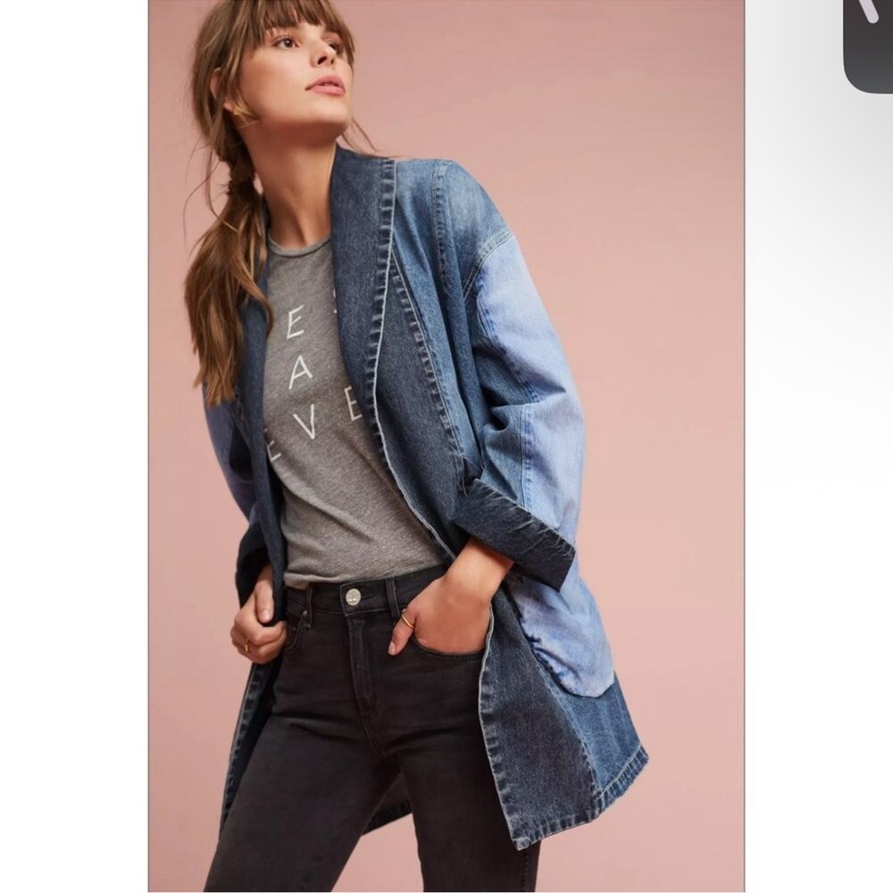 Pilcro Anthropologie Patchwork Denim Kimono Jacket Cardigan M
